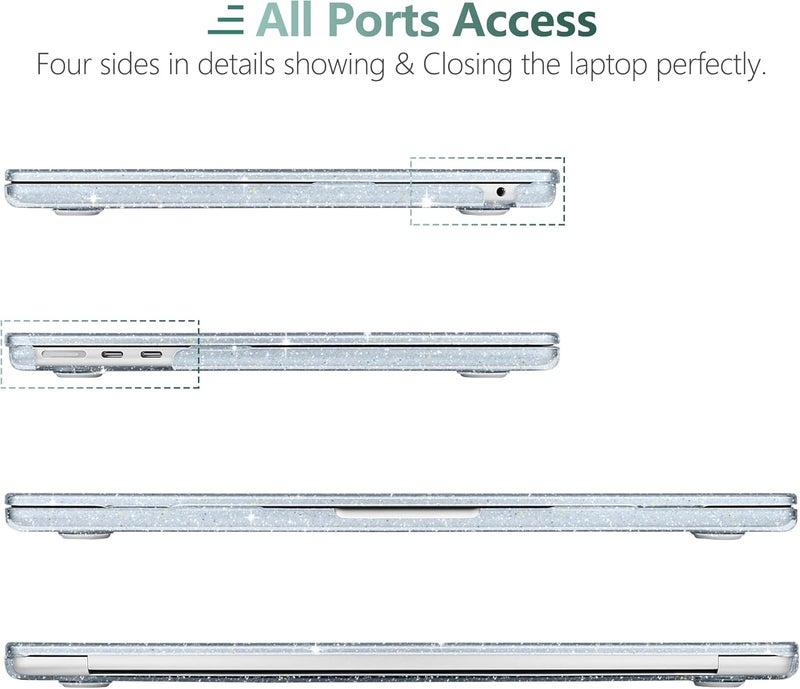 DONGKE Compatible with MacBook Air 13.6 inch Case M4 M3 M2 2025 2024 2023 2022 A3240 A3113 A2681, Glitter Bling Plastic Hard Shell & Keyboard Cover for MacBook Air M4 13 inch Case, Sparkly Sky Blue - Image 3